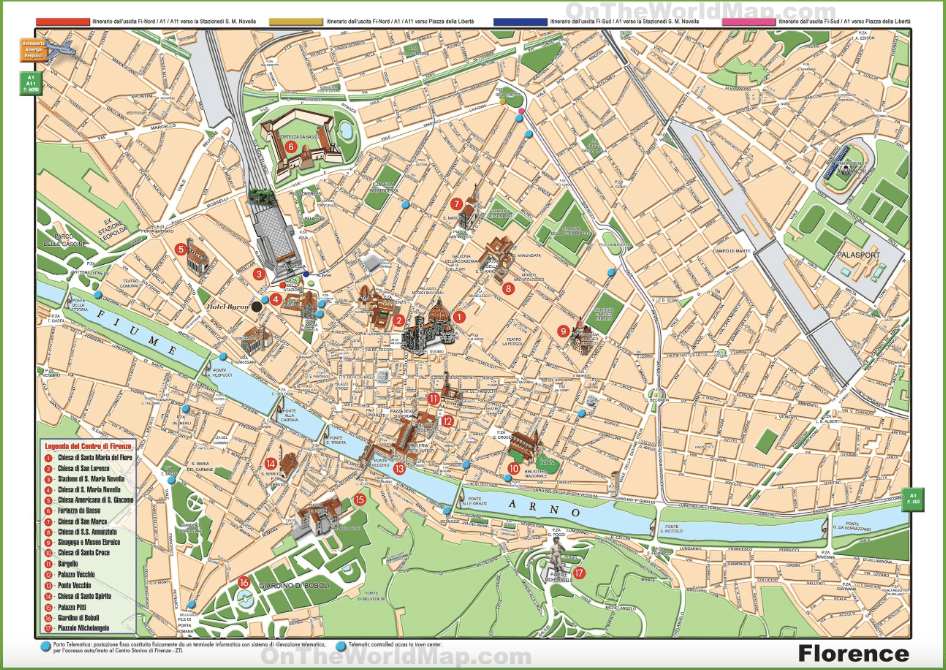 Mappa turistica di Firenze