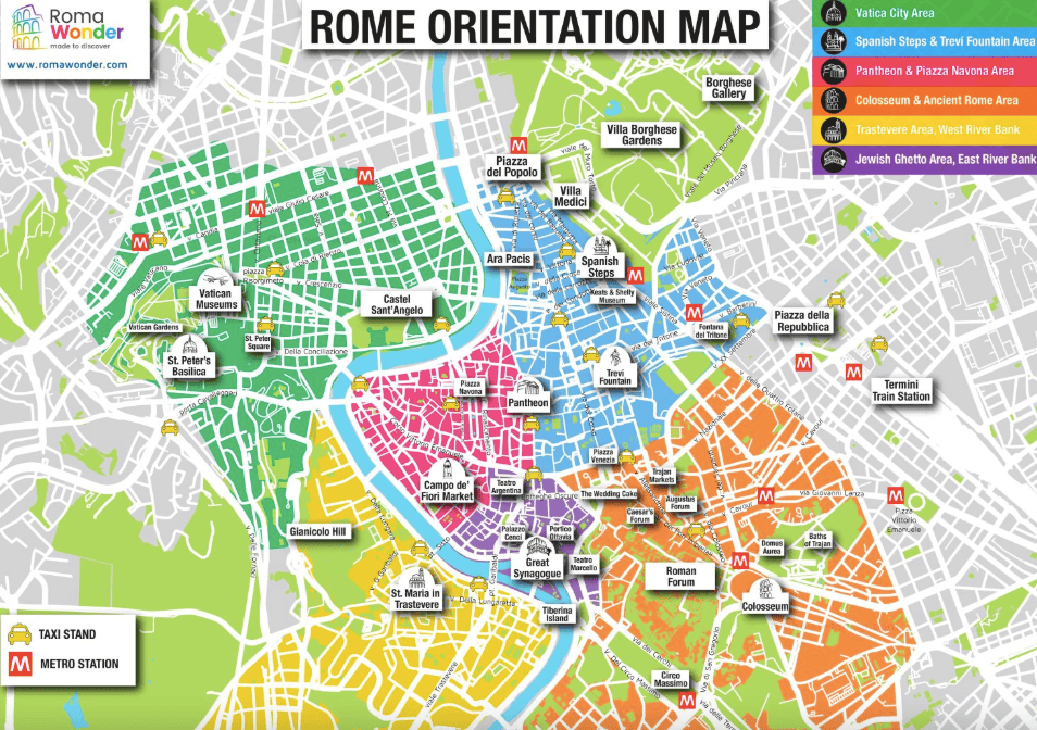 義大利羅馬市區景點分區地圖