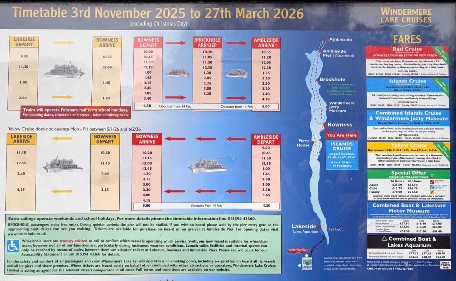 Windermere Lake Cruises timetable