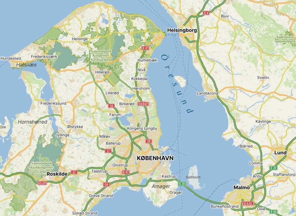 丹麥【北西蘭島】North Zealand|赫爾辛格Helsingør、克倫堡Kornborg|腓特列堡Frederiksborg Castle、腓特列斯宮殿Fredensborg Slot|丹麥皇室三大城堡巡禮|哥本哈根卡Copenhagen Card使用範圍 1 Helsingor map